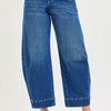 RISEN Mid Rise Crop Barrel Jeans - DARK
