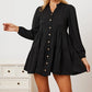 Ruffled Button Up Long Sleeve Tiered Shirt - Farnelli