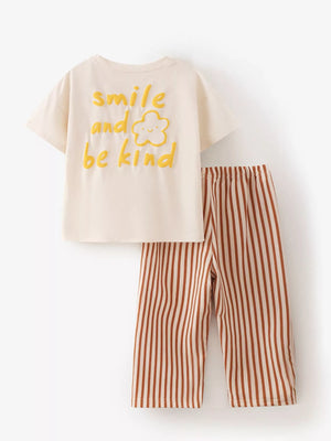 Children's Graphic Tee & Striped Pants Set - Farnelli