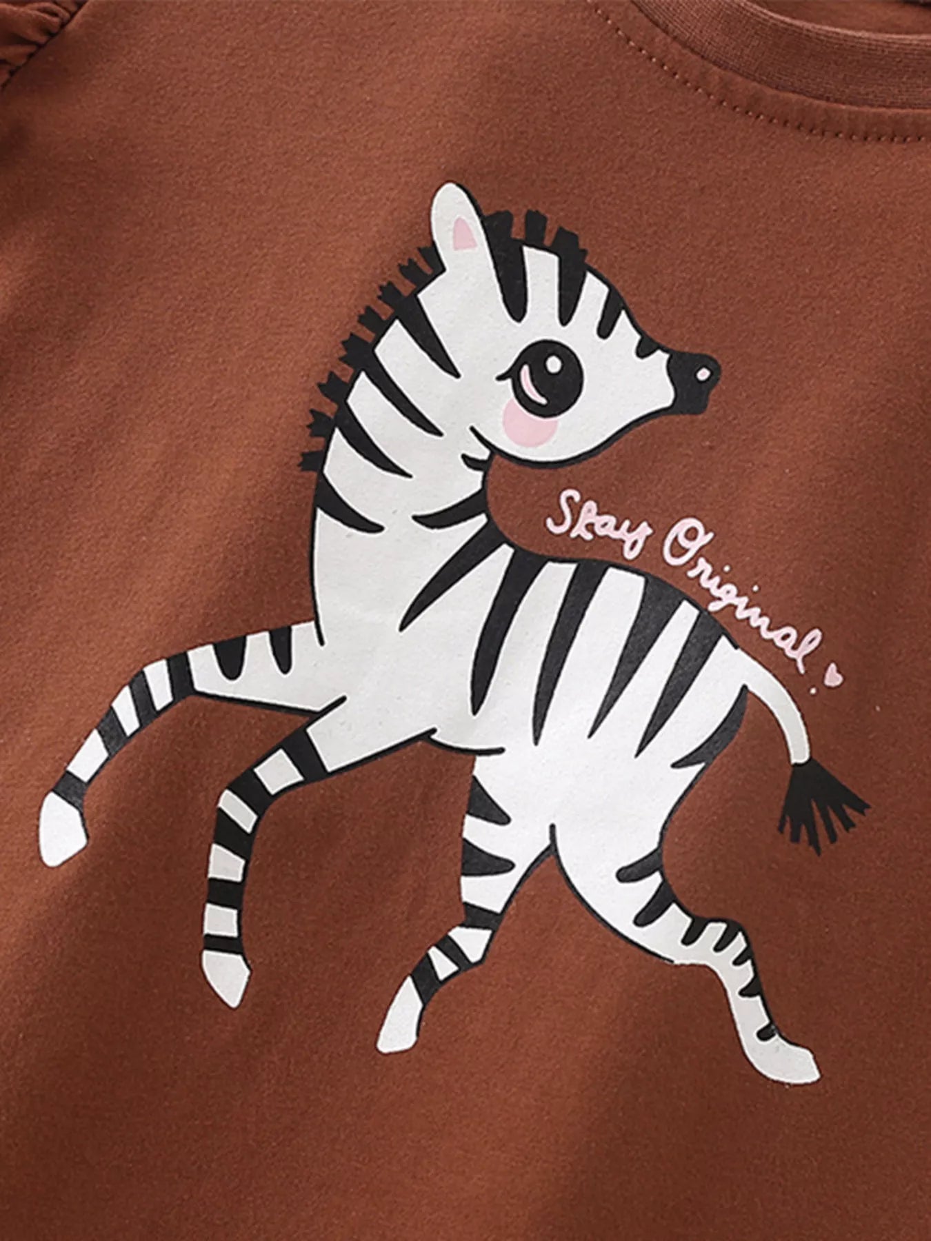 Children's Zebra Ruffle Cap Sleeve Top - Farnelli