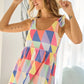 BiBi Multi Color Block Brushed Tied Ribbon Shoulder Top - Farnelli
