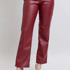 Judy Blue Full Size High Waist Tummy Control Faux Leather Straight Pants Plus Size - RED