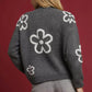 Umgee Round Neck Sweater with Floral Accents - Farnelli
