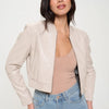 Coalition LA Zip Up Cropped Bomber Jacket - Cream