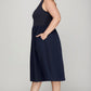 She + Sky Full Size Sleeveless Poplin Woven Midi Dress with Pockets Plus Size - Farnelli