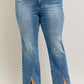 Judy Blue Full Size High Waist Vintage Wash Front Seam & Slit Straight Plus Size - Farnelli