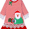 Children's Christmas Santa Long Sleeve Dress - Deep Red