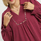 Umgee Full Size Linen Scallop Hem Blouse with Contrast Trim Plus Size - Farnelli
