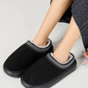 Faux Fur Suede Platform Slippers - Black
