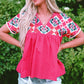 Zayla Embroidered Tassel Tie V Neck Blouse - Farnelli