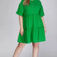 She + Sky Full Size Button Front Frill Tiered Mini Dress Plus Size - Farnelli