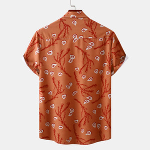 Men's Plus Size Printed Short Sleeve Button-Up Shirt - Farnelli