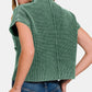 Zenana Washed Mock Neck Short Sleeve Cropped Sweater - Farnelli