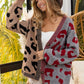 BiBi Leopard Color Block Button Down Sweater Cardigan - Farnelli