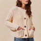 SO ME Metal Button Long Sleeve Chunky Sweater Cardigan - Farnelli