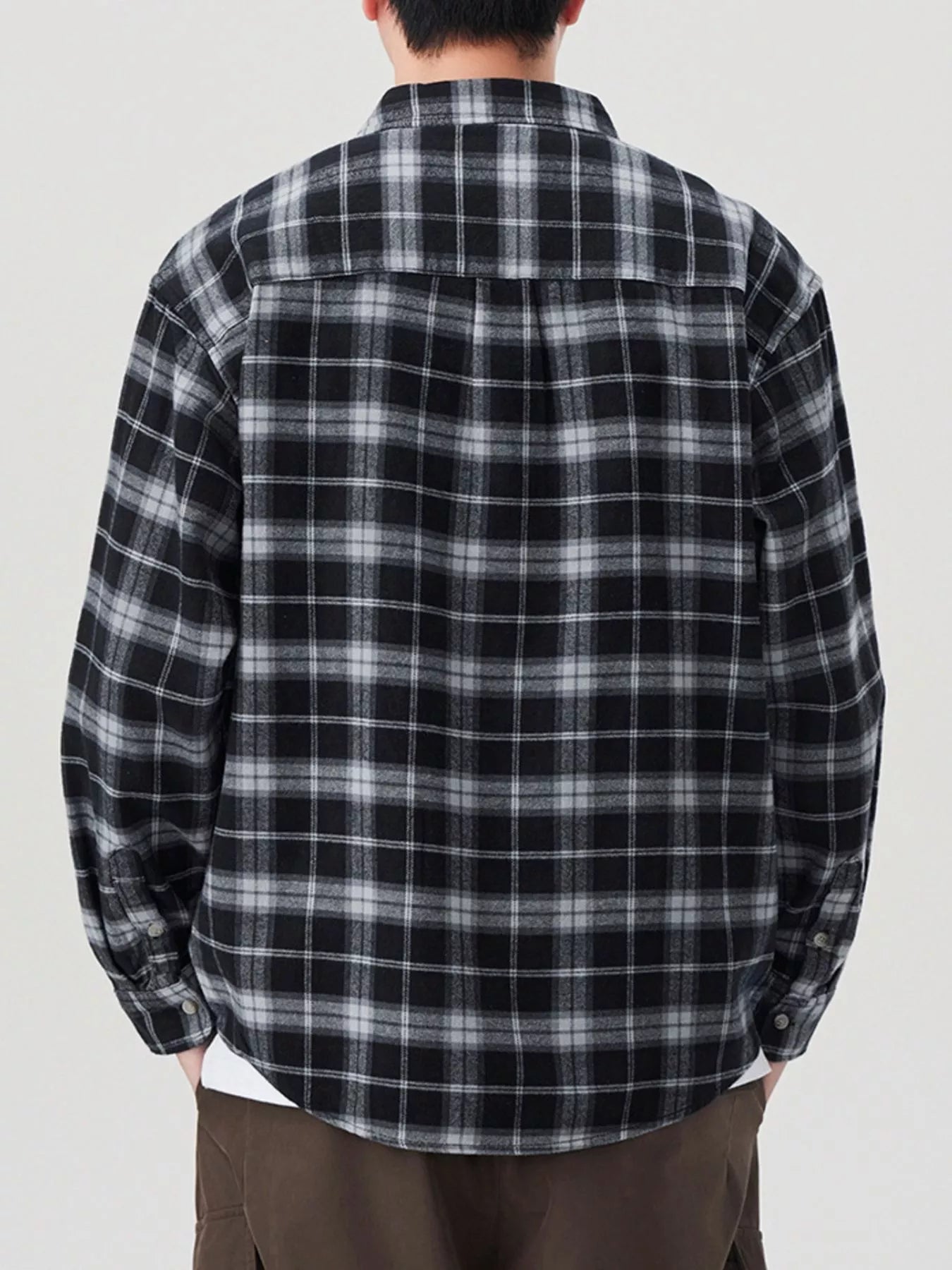 Men's Plus Size Plaid Button Up Long Sleeve Shirt - Farnelli
