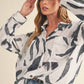 Aemi + Co High-Low Printed Button Up Long Sleeve Shirt - Farnelli