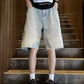 Men's Plus Size Loose Fit Wash Denim Shorts - Farnelli