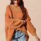 SO ME Oversized Two Tone Textured V Neck Sweater - Farnelli