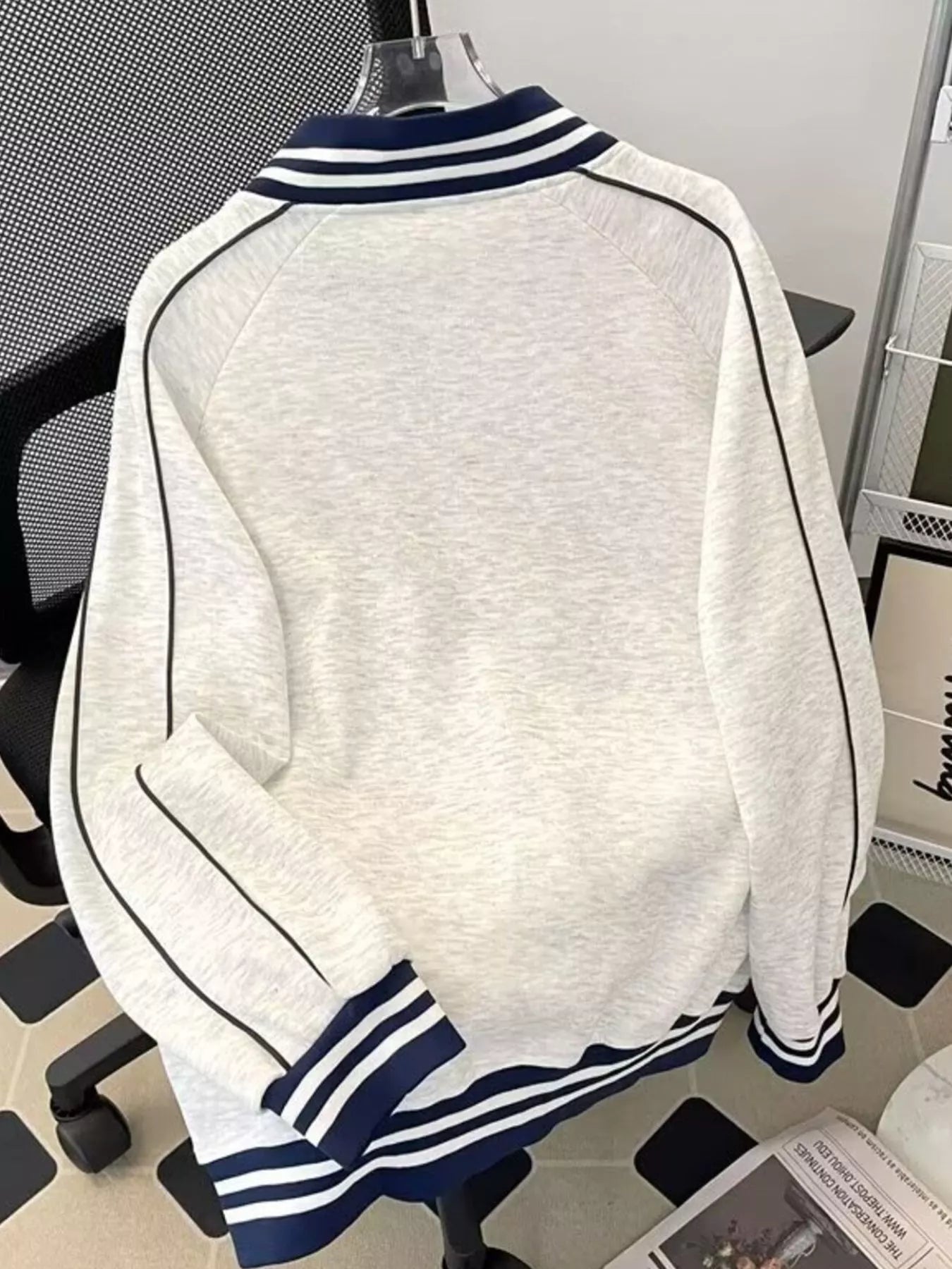 Men's Plus Size Striped Trim Zip-Up Sweatshirt - Farnelli