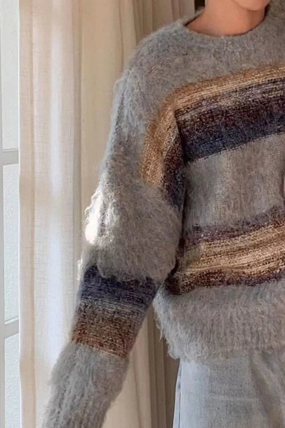 Men's Striped Round Neck Sweater - Farnelli