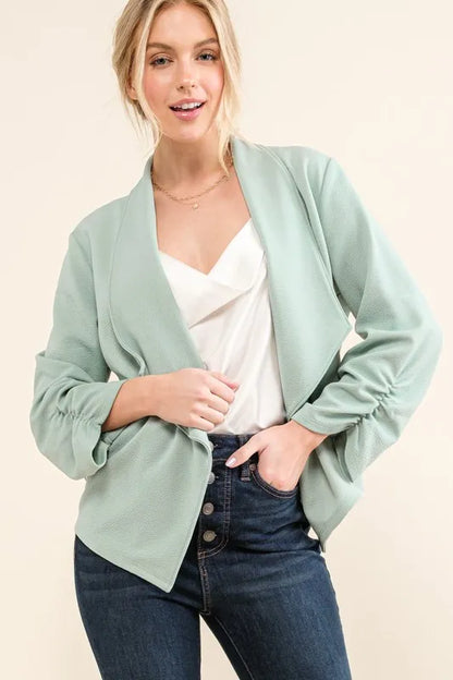 And The Why Stretch Non-Wrinkled Basic Open-Front Blazer - Farnelli