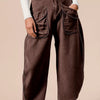 BiBi Washed Terry Pants with Pockets - VINTAGE MOCHA