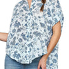 Umgee Full Size Two Tone Floral Print Top Plus Size - Royal Blue