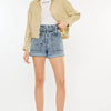 Kancan Ultra High Rise Paperbag Denim Shorts - Medium