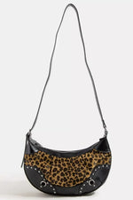 Fame Leopard Print Half Moon Shoulder Bag - Farnelli