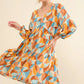 And The Why Printed Open Back Puff Sleeve Casual Dress - Farnelli