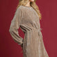 Umgee Velour Drawstring Mini Dress with Long Sleeves - Farnelli