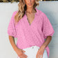 Arielle Embroidered Hollow-out Puff Sleeve Blouse - Farnelli