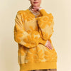 Davi & Dani Flower Texture Round Neck Dropped Shoulder Sweater - Gold