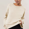 HYFVE Round Neck Dropped Shoulder Ribbed Sweater - Cream