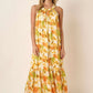 Mittoshop Watercolor Print Halter Neck Satin Maxi Dress - Farnelli