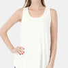 Zenana Round Neck Curved Hem Tank - Ivory