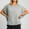 Umgee Exposed Seam Round Neck Batwing Sleeve Knit Top - Gray