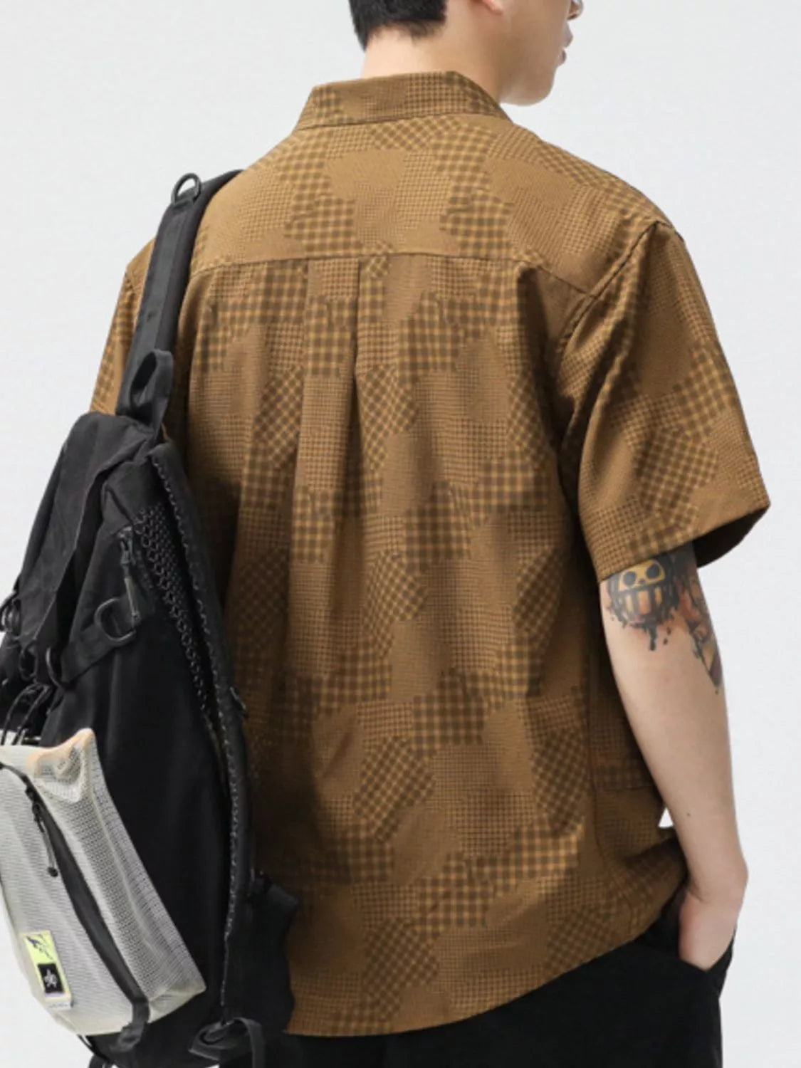 Men's Plus Size Plaid Button Up Short Sleeve Shirt - Farnelli