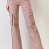 RISEN Full Size High Rise Cargo Wide Leg Jeans - Mauve