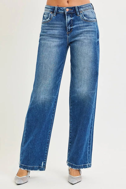 RISEN Full Size Slouchy Baggy Jeans Pocket Side Seam Detail Plus Size - Farnelli