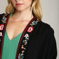 Umgee Embroidery Open Front Kimono with Pleated Shoulder Detail - Farnelli