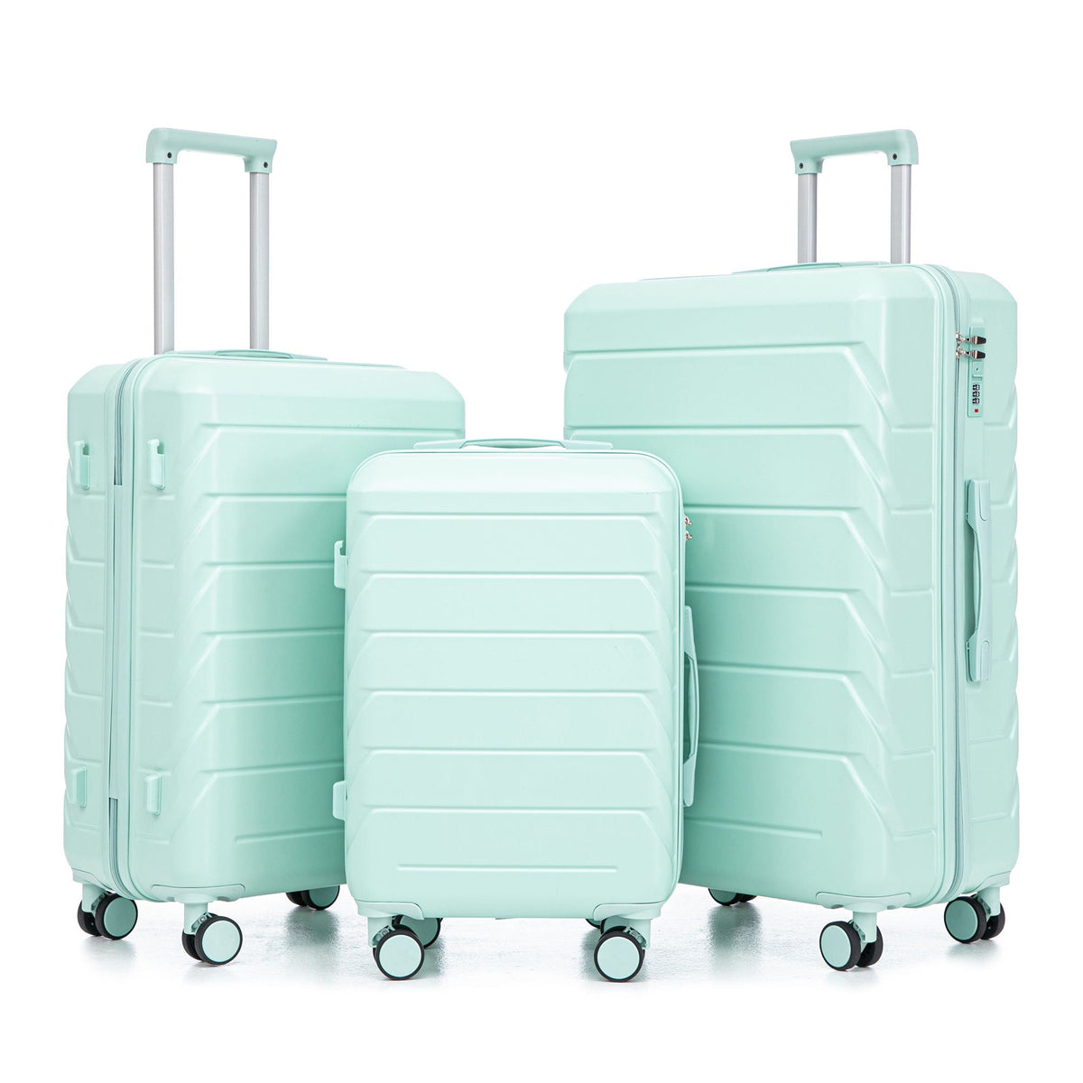 HouseOfZazla 3-piece spinner wheel luggage set with combination locks in assorted sizes