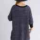 Umgee Full Size Ribbed Hem Round Neck 3/4 Sleeve Sweater Dress with Pockets Plus Size - Farnelli