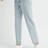 MABLE Pleated Front Detail Straight Jeans - Lt Denim