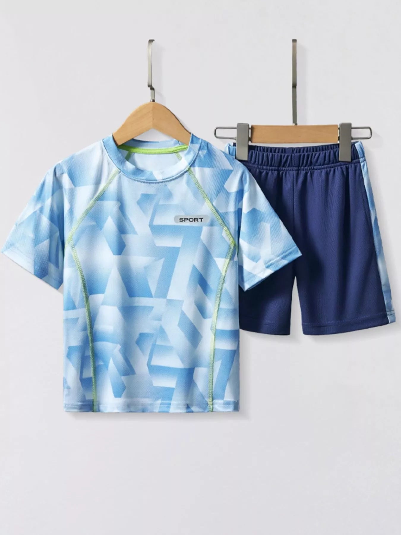 Children's Geometric Print Quick Dry Tee and Shorts Set - Farnelli