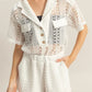HYFVE Crochet Button Front Short Sleeve Romper - Farnelli