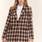 And The Why Full Size Plaid Brushed One Button Blazer - Farnelli