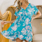 BiBi Floral Crinkle Shirred Ruffle Detail V Neck Dress - Farnelli