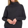 Zenana Viscose Dolman Sleeve Mock Neck Sweater - BLACK